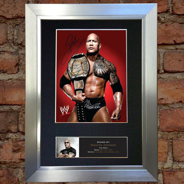THE ROCK Dwayne Johnson WWE Signed Autograph Mounted Photo Repro A4 Print 477