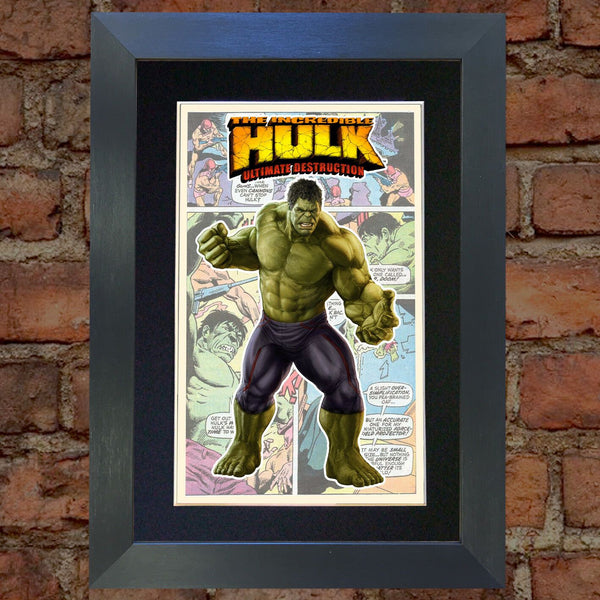 HULK Superhero Print Wall Comic Art Black / Silver or Gold Frame Poster #713