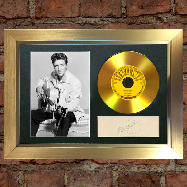 #131 GOLD DISC ELVIS PRESLEY Thats All Right Signed Autograph Mounted Repro A4