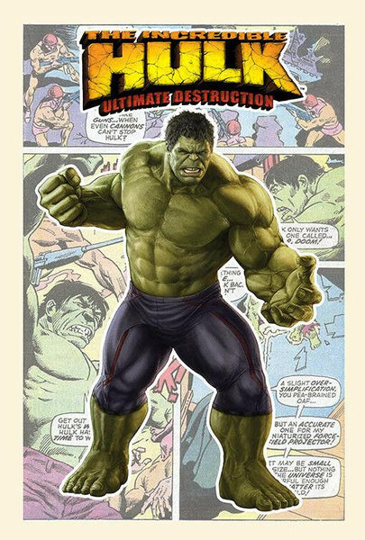 HULK Superhero Print Wall Comic Art Black / Silver or Gold Frame Poster #713