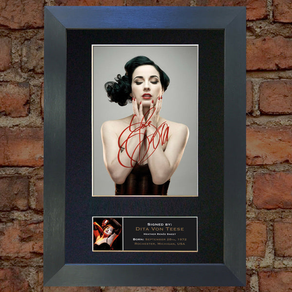 DITA VON TEESE Mounted Signed Photo Reproduction Autograph Print A4 250