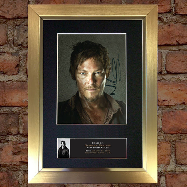 NORMAN REEDUS The Walking Dead Signed Autograph Mounted Photo Repro A4 Print 560