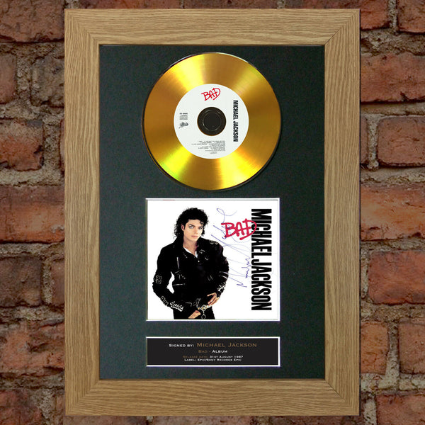 #104 GOLD DISC MICHAEL JACKSON Bad Album Signed Autograph Mounted Repro A4