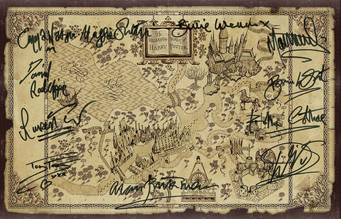 Harry Potter Wizarding World Map Quality Autograph Signed Re Print Poster 742