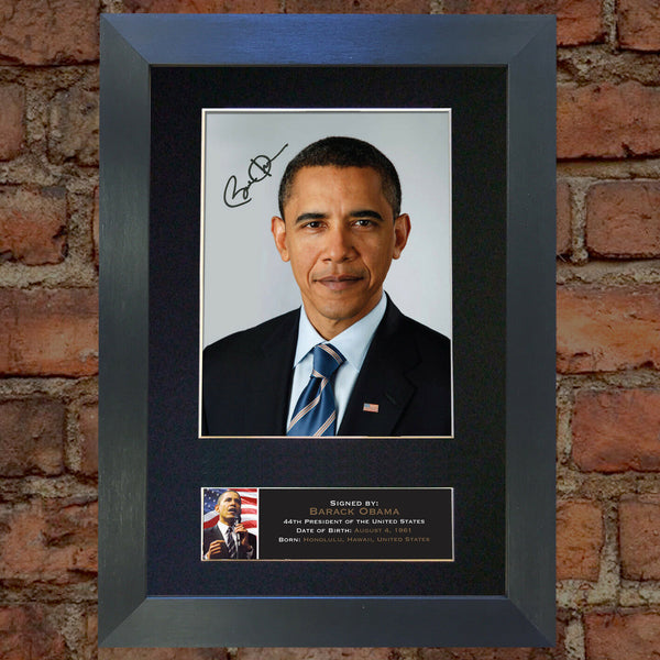 BARACK OBAMA Mounted Signed Photo Reproduction Autograph Print A4 366