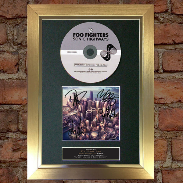 FOO FIGHTERS Sonic Highways Album Signed CD COVER MOUNTED Autograph Repro A4 65