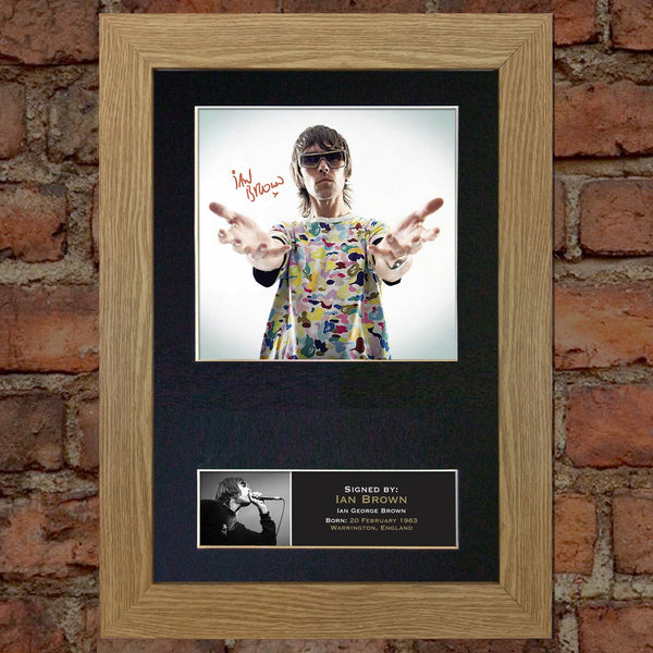 IAN BROWN stone roses Mounted Signed Photo Reproduction Autograph Print A4 92