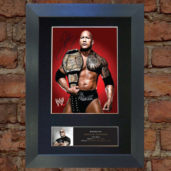 THE ROCK Dwayne Johnson WWE Signed Autograph Mounted Photo Repro A4 Print 477