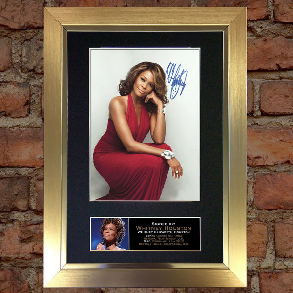 WHITNEY HOUSTON Mounted Signed Photo Reproduction Autograph Print A4 213