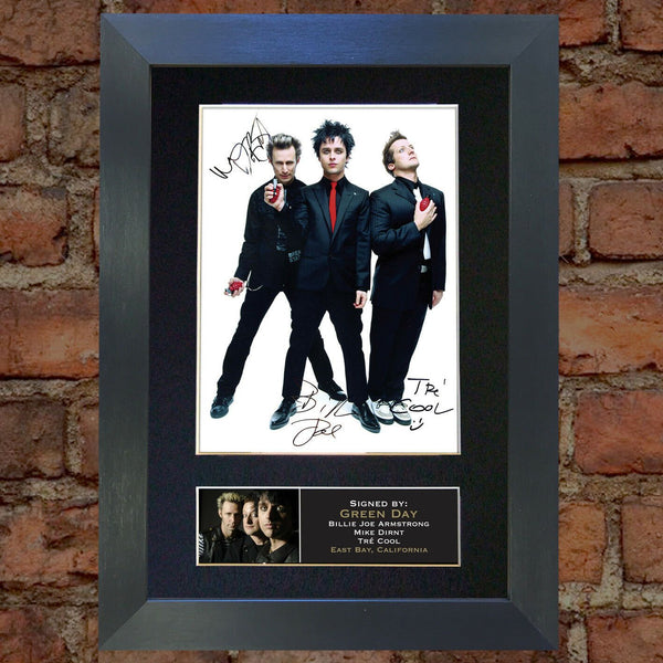 GREEN DAY Signed Autograph Mounted Photo Reproduction A4 196