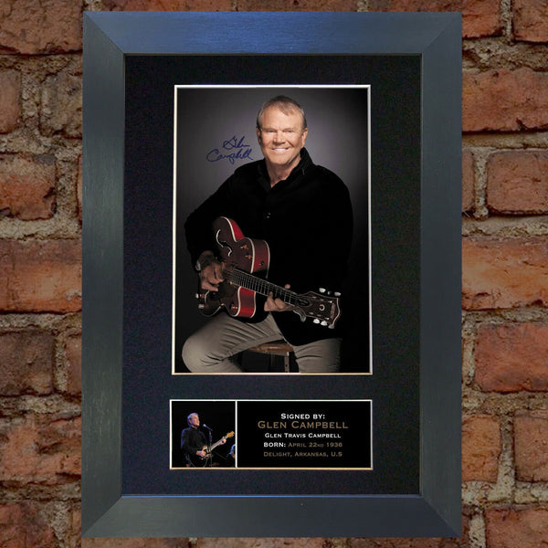 GLEN CAMPBELL Mounted Signed Photo Reproduction Autograph Print A4 279