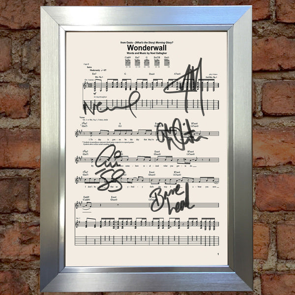 OASIS Wonderwall Signed Music Sheet Album Autograph Mounted A4 Re-Print #754
