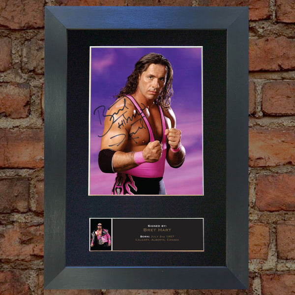 BRET The Hitman HART WWE Quality Autograph Mounted Photo Repro Print A4 544