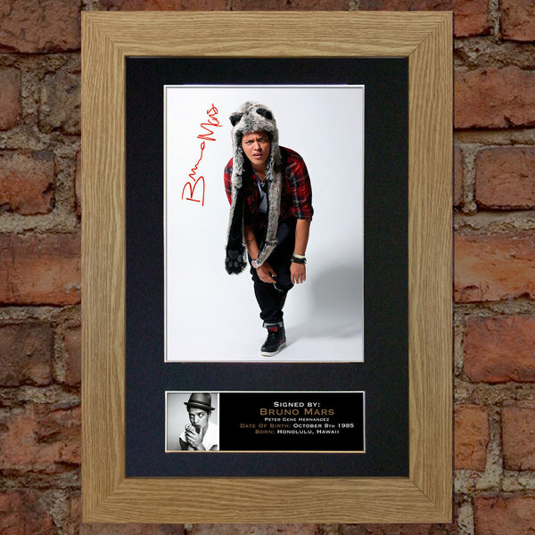 BRUNO MARS Mounted Signed Photo Reproduction Autograph Print A4 93