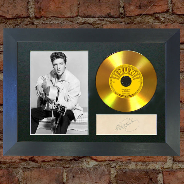 #131 GOLD DISC ELVIS PRESLEY Thats All Right Signed Autograph Mounted Repro A4