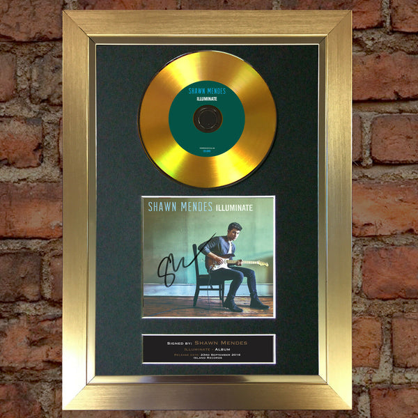 #80 GOLD DISC SHAWN MENDES Illuminate Signed Autograph Mounted Photo Repro A4