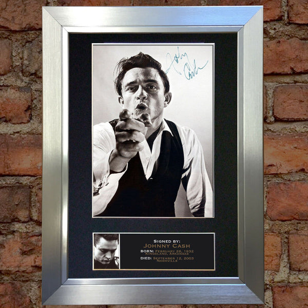 JOHNNY CASH Mounted Signed Photo Reproduction Autograph Print A4 85