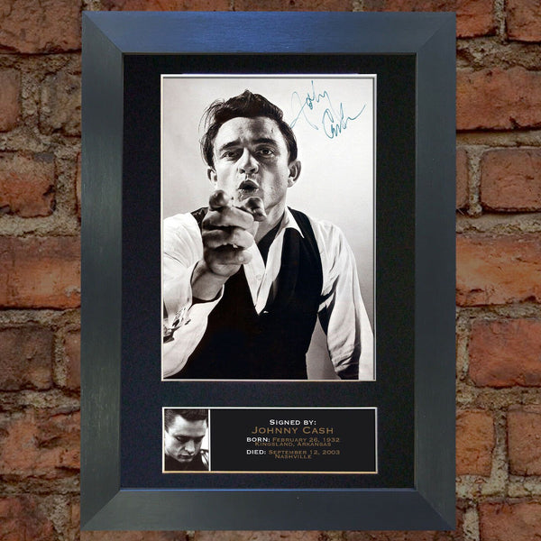 JOHNNY CASH Mounted Signed Photo Reproduction Autograph Print A4 85