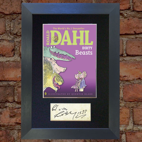 ROALD DAHL Dirty Beasts Book Cover Autograph Signed Repro Mounted A4 Print 678