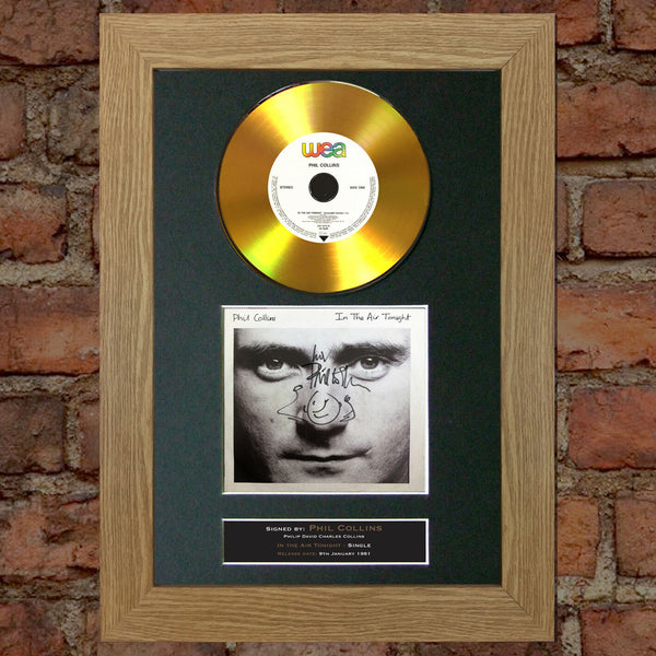 #138 GOLD DISC PHIL COLLINS In the air Tonight Signed Autograph Mounted Repro A4