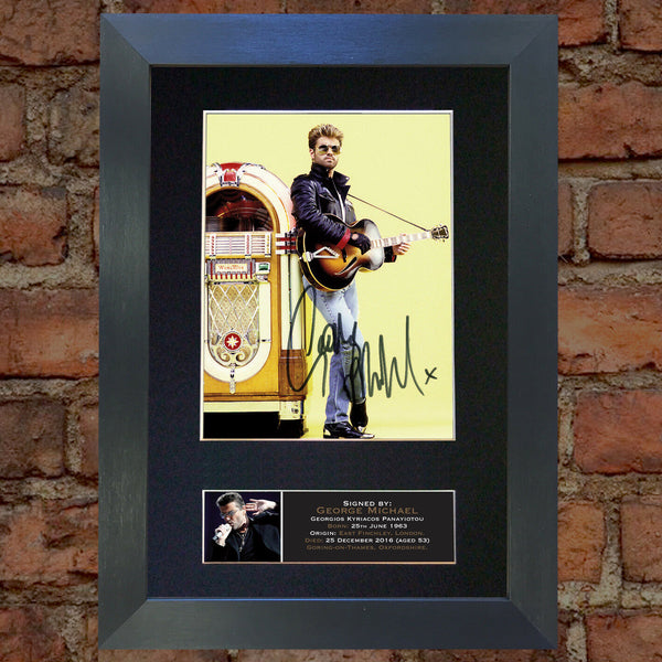 GEORGE MICHAEL Memorial Signed Autograph Mounted Photo Reproduction PRINT A4 641