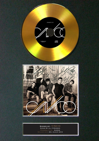 #186 CNCO Primera Cita GOLD DISC Album Signed Autograph Repro Mounted Print