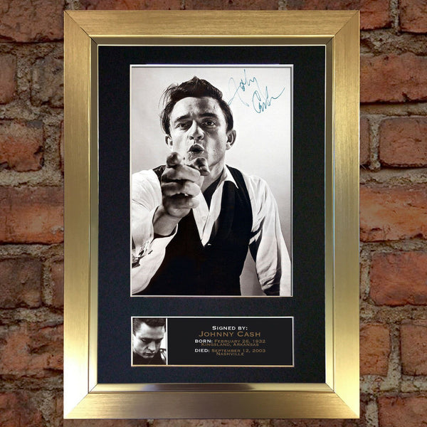 JOHNNY CASH Mounted Signed Photo Reproduction Autograph Print A4 85