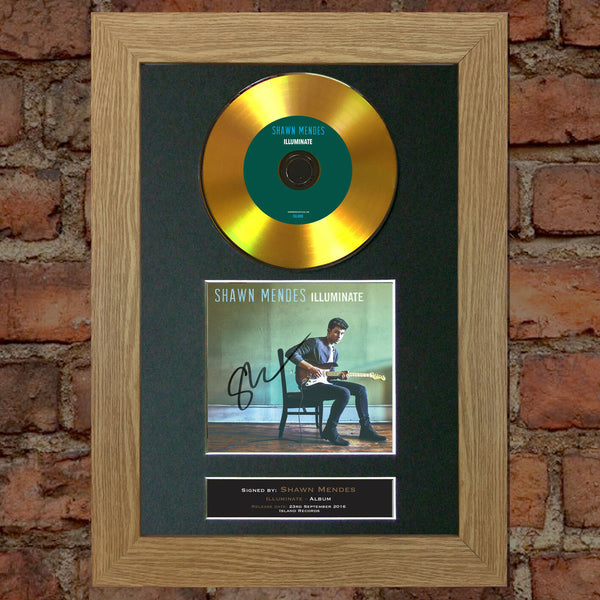 #80 GOLD DISC SHAWN MENDES Illuminate Signed Autograph Mounted Photo Repro A4