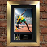 USAIN BOLT Mounted Signed Photo Reproduction Autograph Print A4 267