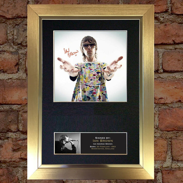 IAN BROWN stone roses Mounted Signed Photo Reproduction Autograph Print A4 92