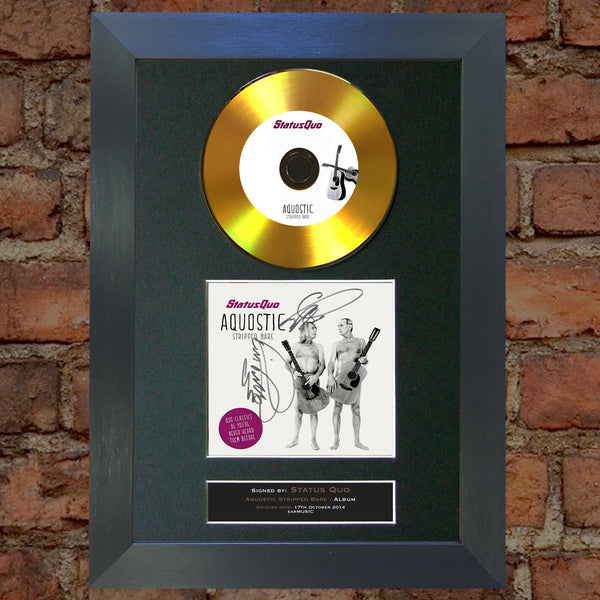 #79 GOLD DISC STATUS QUO Aquostic Signed Autograph Mounted Photo Repro A4