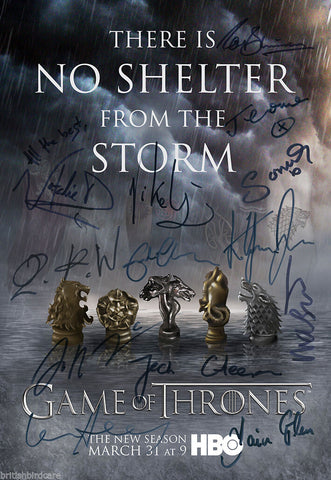 GAME OF THRONES Season 4 Autograph POSTER VERY RARE 13 Cast Signed Photo Quality