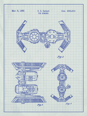 STAR WARS Tie Bomber Blueprint VERY RARE Reproduction Vintage Wall Art Print #23