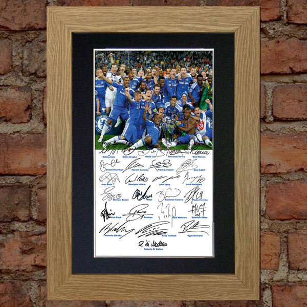 CHELSEA CHAMPIONS 2012 Mounted Signed Photo Reproduction Autograph Print A4 58