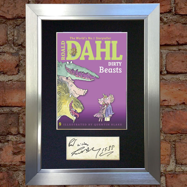 ROALD DAHL Dirty Beasts Book Cover Autograph Signed Repro Mounted A4 Print 678