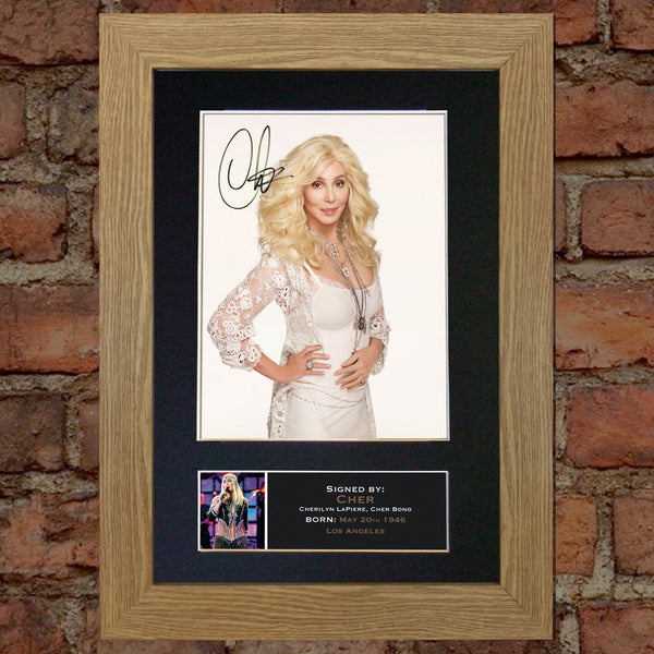 CHER Mounted Signed Photo Reproduction Autograph Print A4 224