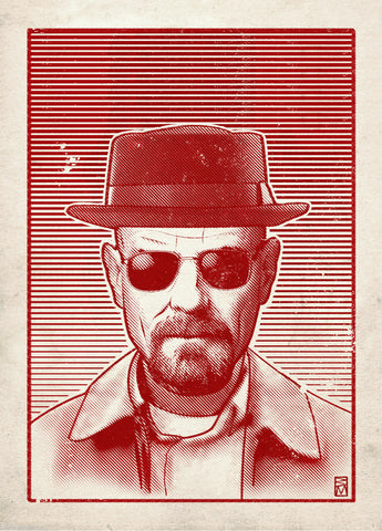 BREAKING BAD (RED) Illustration by Bill McConkey Film Movie Poster A2 Large Size