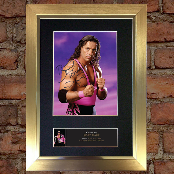 BRET The Hitman HART WWE Quality Autograph Mounted Photo Repro Print A4 544