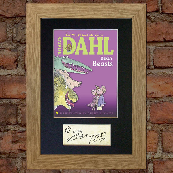 ROALD DAHL Dirty Beasts Book Cover Autograph Signed Repro Mounted A4 Print 678