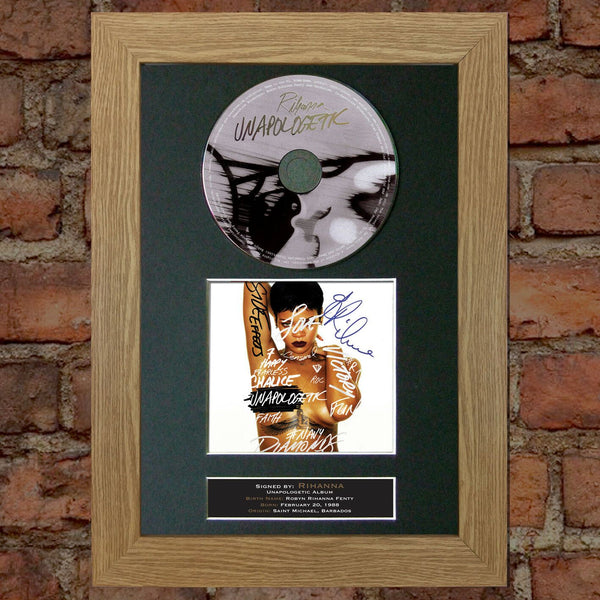 RIHANNA Unapologetic Album Signed CD COVER MOUNTED A4 Autograph Print 6