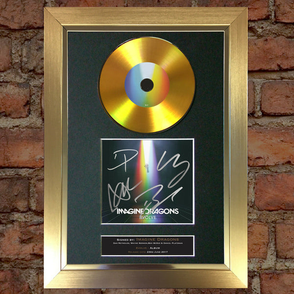 #178 IMAGINE DRAGONS Evolve GOLD DISC Cd Album Signed Autograph Mounted Print