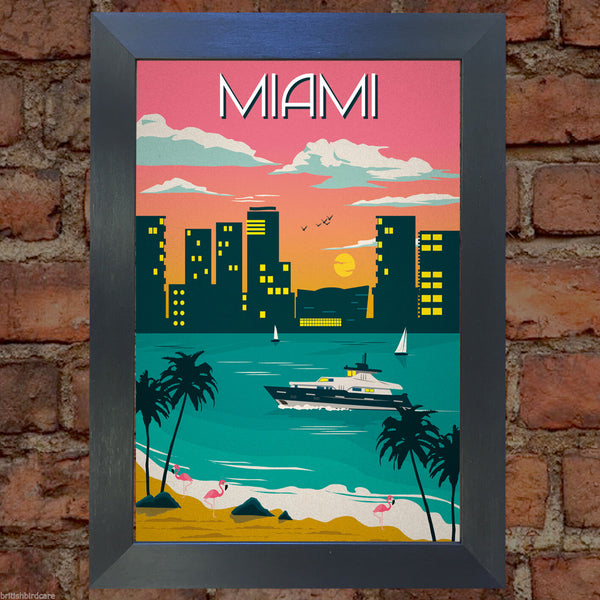 MIAMI BEACH #2 VINTAGE RETRO TRAVEL Poster Nostalgic Home Print Wall Decor #55