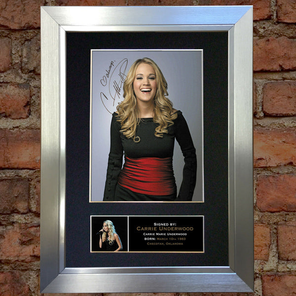 CARRIE UNDERWOOD Autograph Mounted Photo Reproduction QUALITY PRINT A4 260