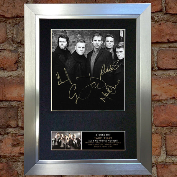 TAKE THAT WITH ROBBIE Mounted Signed Photo Reproduction Autograph Print A4 117