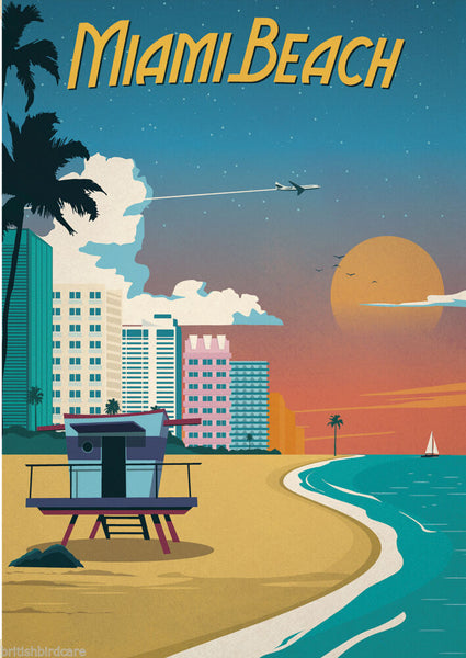 MIAMI BEACH VINTAGE RETRO TRAVEL Poster Nostalgic Home Print Wall Art Decor #54