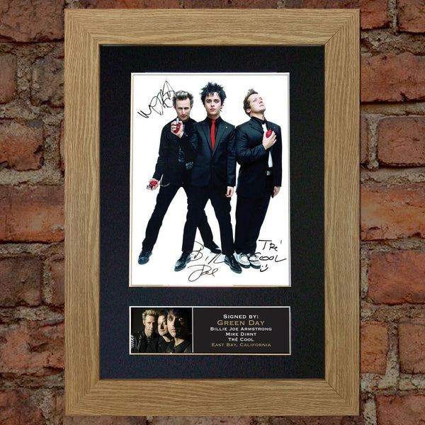 GREEN DAY Signed Autograph Mounted Photo Reproduction A4 196