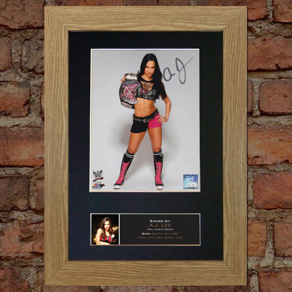 A J LEE WWE Wrestler Quality Reproduction Autograph Mounted Photo Print A4 570
