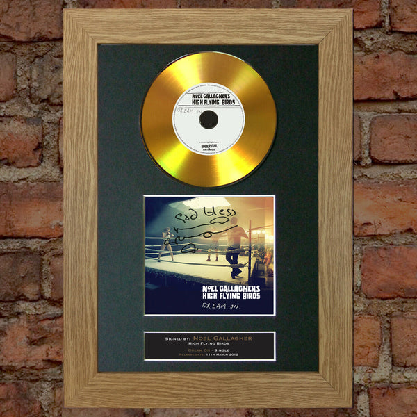 #162 Noel Gallagher GOLD DISC Cd Dream On Single Signed Autograph Mounted Print