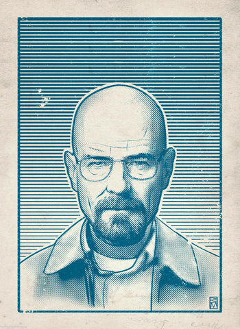 BREAKING BAD (BLUE) Illustration by Bill McConkey Film Movie Poster A2 Size