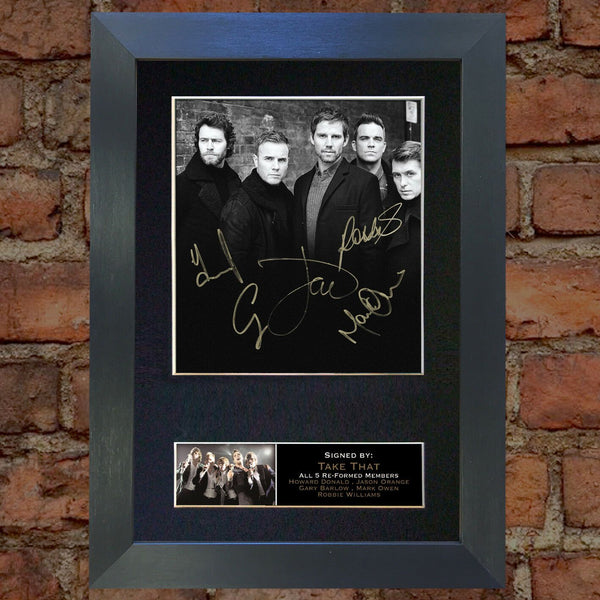 TAKE THAT WITH ROBBIE Mounted Signed Photo Reproduction Autograph Print A4 117